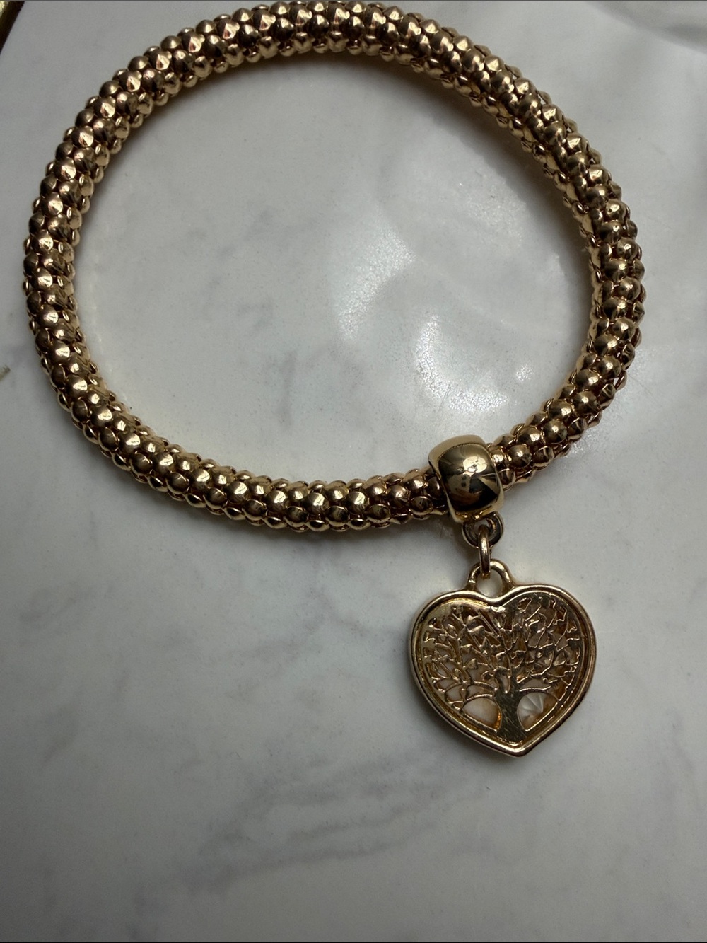 Gold Heart Tree of Life Charm Bracelet - Women Jewelry